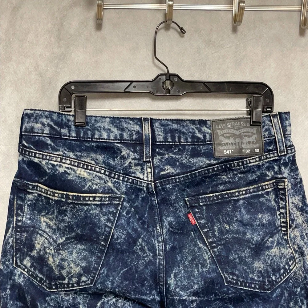 Levi's 541 Jeans Men 32x30 Blue Beige Tie Dye Athletic Taper Denim Acid Wash
